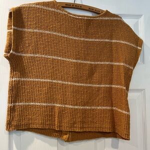 Madewell Orange and White Striped Large Sweater Shirt